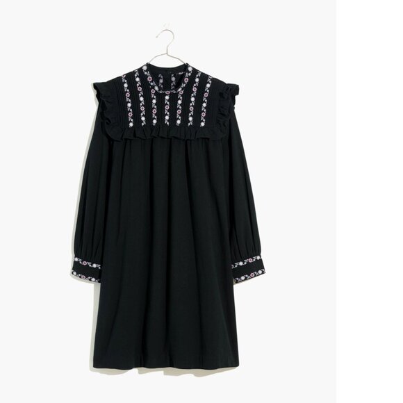 Embroidered-Bib Ruffle Mini Dress - Picture 5 of 12